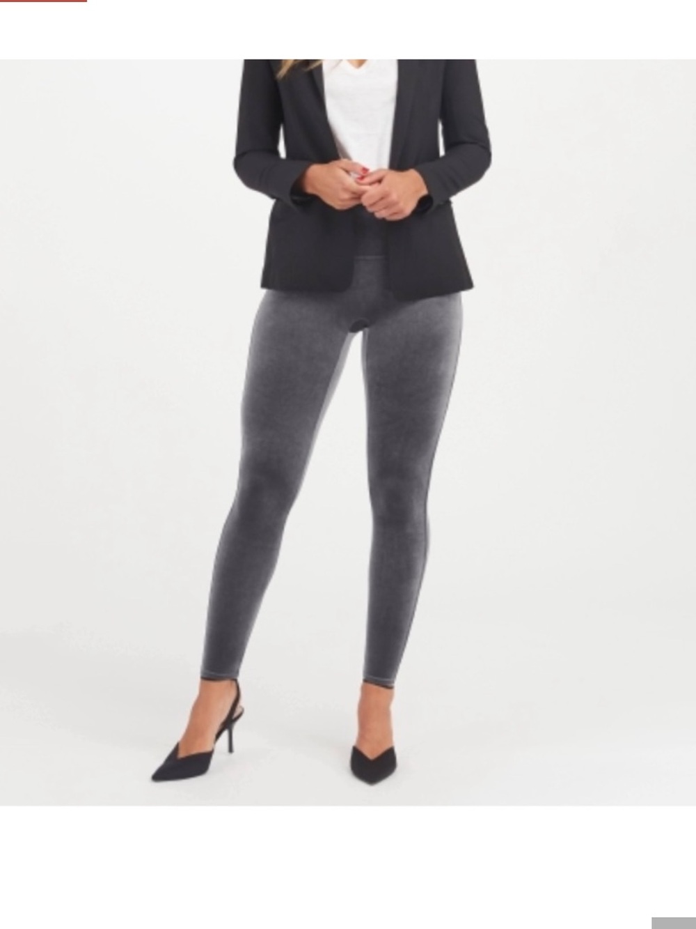 SPANX Dark Charcoal Velvet Leggings - Size Large